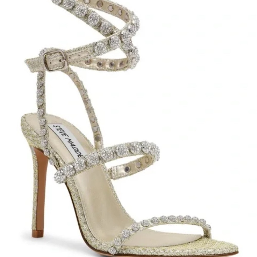 Steve Madden Teena Gold Rhinestone Strappy Heels